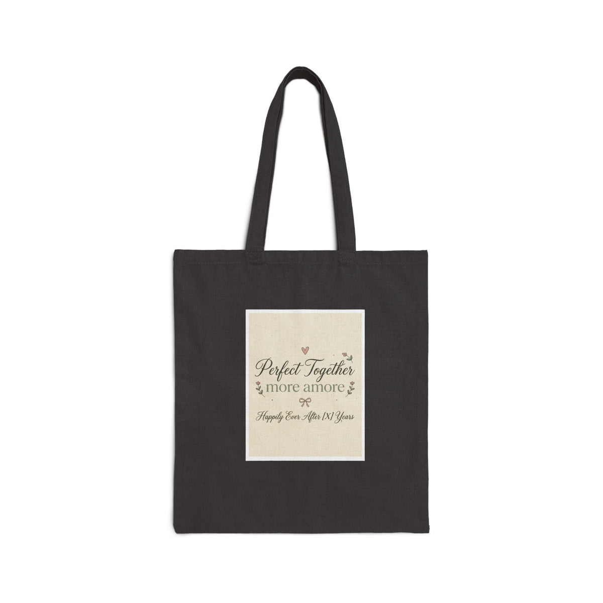 Tote Bag — "Perfect Together & more amore" Rustic Anniversary Canvas Tote