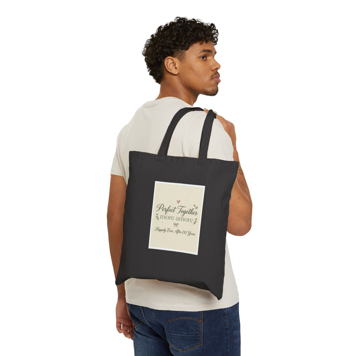 Tote Bag — "Perfect Together & more amore" Rustic Anniversary Canvas Tote