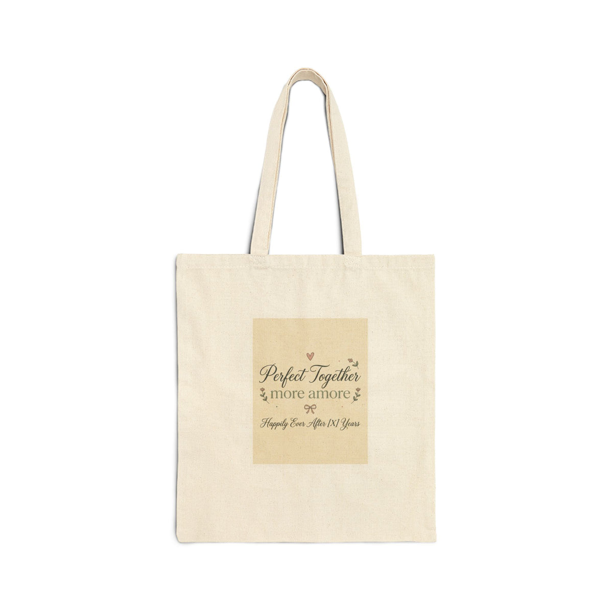 Tote Bag — "Perfect Together & more amore" Rustic Anniversary Canvas Tote