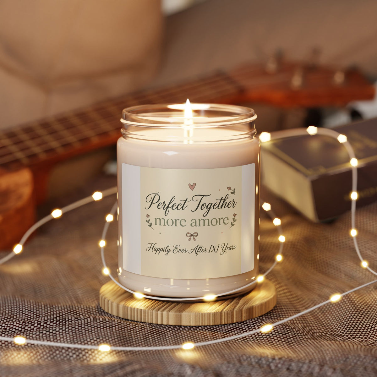 Romantic 'Perfect Together, More Amore' Scented Soy Candle — 9oz Wedding Anniversary Candle