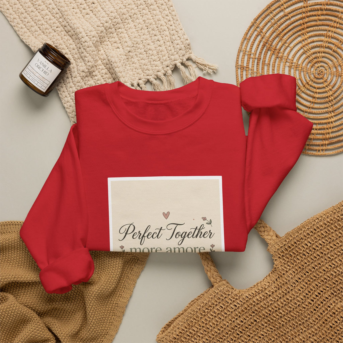 Crewneck Sweatshirt — "Perfect Together: More Amore" Italian Romance Graphic