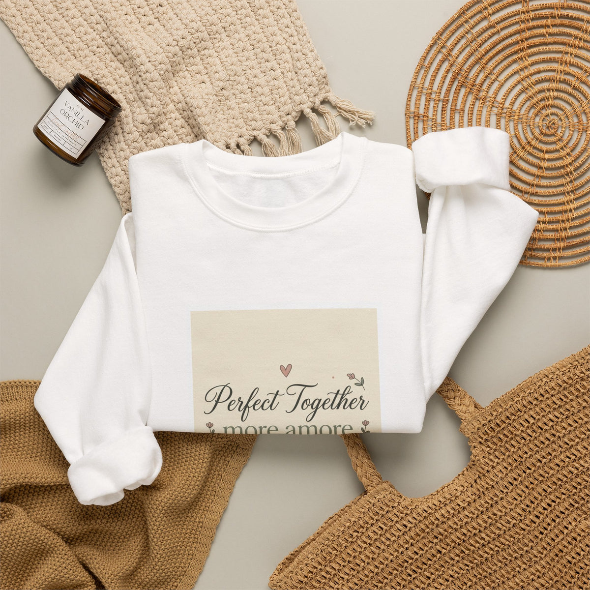 Crewneck Sweatshirt "Perfect Together" Romantic Quote – Anniversary & Valentine Gift